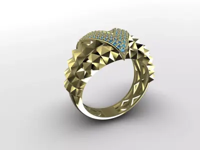 Geometric Pyramid V-Shaped Band - 14K Gold 3D print model