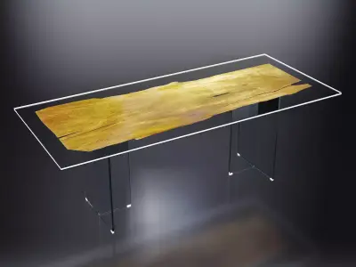 Velia glass and wood dining table 3D model