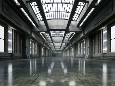 Cinematic Vehicle Hangar - Cinematic Environment - 003 Low-poly 3D model