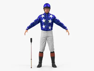  Horse Jockey Rigged for Cinema 4D 3D Model 