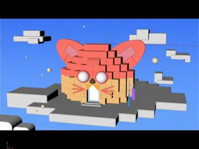 cartoon cat house 3D model