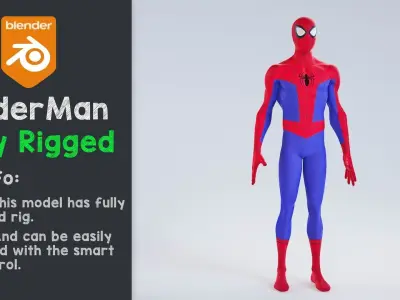 Spider verse SpiderMan suit rigged 3D model
