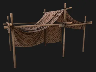 Big Ancient Market Stall Low-poly 3D model