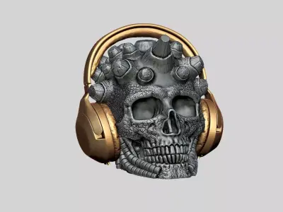 Robot Skull Headphone Stand Cyborg Headset Stand 3D print model
