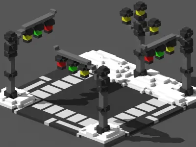 Xmas Road Voxel - 3 Low-poly 3D model