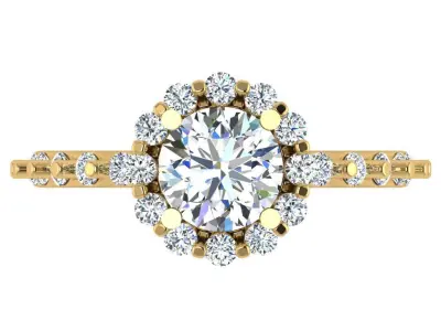 Halo solitare round with single prong shank 3D print model