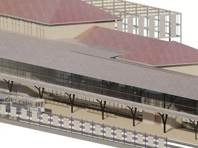FICTIONAL STATION WITH 3 TYPES OF ELECTRIC TRAINS 3D model