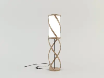 Bamboo floor lamp 3 Low-poly 3D model