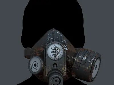 Gas mask helmet 3d model scifi Low-poly  Low-poly 3D model