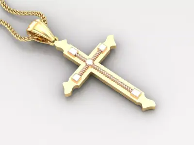 High Cross Pendant Light Gold 18K 4CP077 3D print model