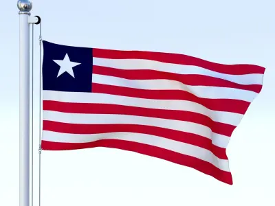 Animated Liberia Flag Low-poly 3D model