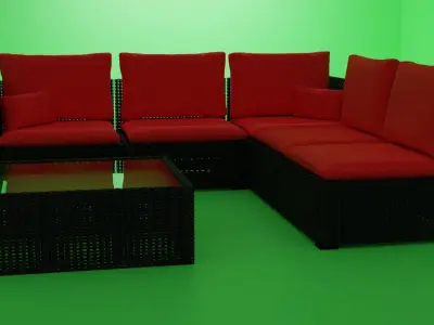 Corner couch with middle table 3D model