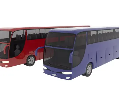 TRAVEL BUS PACK Low-poly 3D model