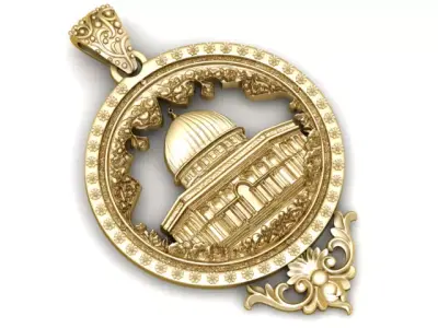 Medallion Pendant Classical Architectural Gold Jewelry  3D print model