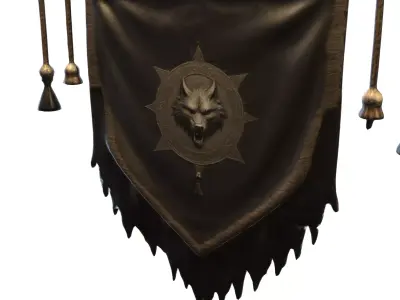 Wolf Crest Banner Low-poly 3D model