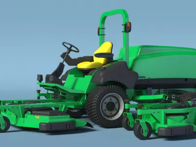 Hydraulic Steering Wide Deck Mower Green Rigged for Cinema 4D 