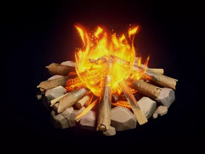 Stylized Campfire - Game Ready 3D Model Low-poly 3D model