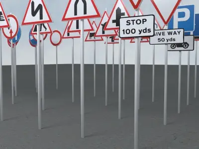 road traffic sings pack 3D model