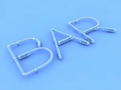 Bar Neon Sign Low-poly 3D model