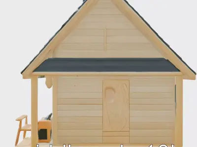 Scandinavian A-Frame Cabin with Loft model pack Low-poly 3D model