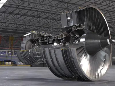  Turbofan Aircraft Engine Sectioned 