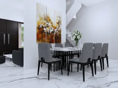 Architecture Minimalist Modern 2 Floor House full Interior  3D model