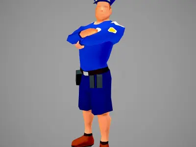 Stylized Policeman - Hyper Casual Game  Low-poly 3D model
