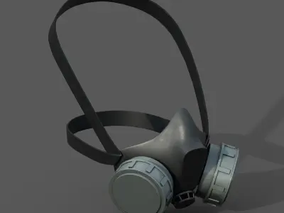 Gas mask helmet 3d model military combat fantasy cyborg armor  Low-poly 3D model