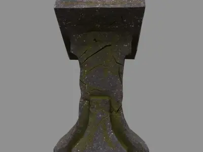 lectern 1 stone bench with moss Low-poly 3D model