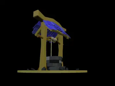 Low Poly WaterWell 3d for game Pozo 3d free Texture