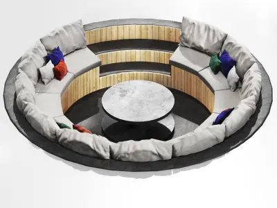 Outdoor Seating-wooden 3D model