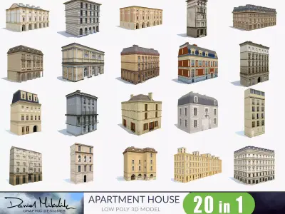 Apartment House BUNDLE PACK 20in1 Low-poly 3D model
