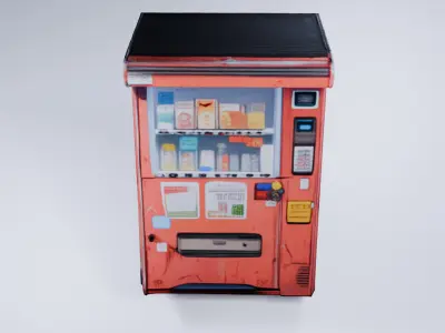 Stylized Low Poly Vending Machine - Cigarettes and Products 3D model