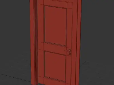02 01 Wooden Door Low-poly 3D model