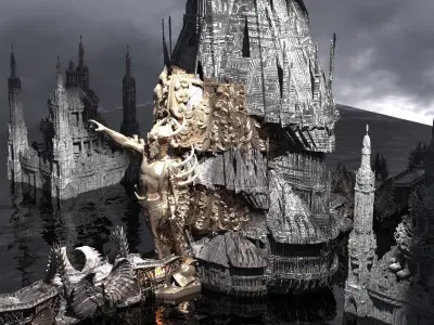 Ocean Cyberpunk Sea City 3 Kit bash 3D model