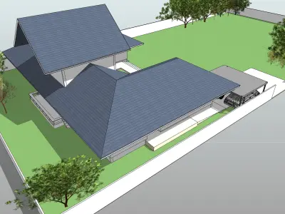 Tropical U house 3D model