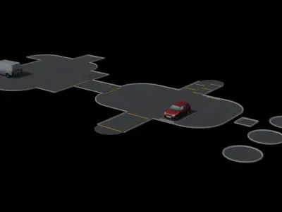 Asphalt Simple Tile Set Low-poly 3D model