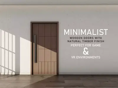 Minimalist Wooden Doors with Natural Timber Finish Door 12 Low-poly 3D model