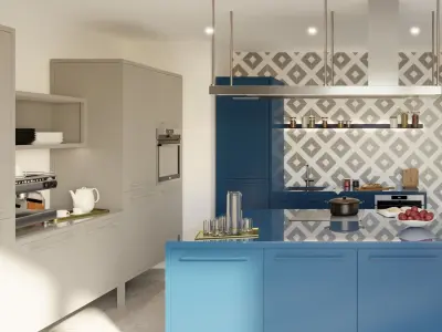 Mini Kitchen - Fantin Frame Kitchen with island 3D model