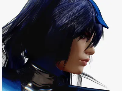 Rigged Female in Blue Armor 3D model