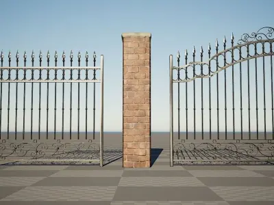 Modular Iron Fence Low-poly 3D model