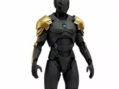 Sci-Fi Knight Robot Futuristic Cybernetic Warrior Character Low-poly 3D model