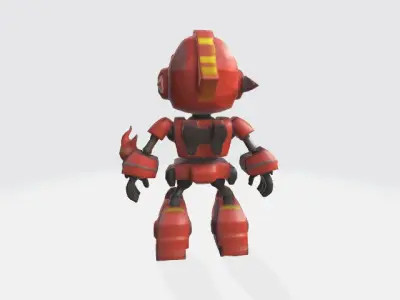 lowpoly cartoon robot fireman Low-poly 3D model