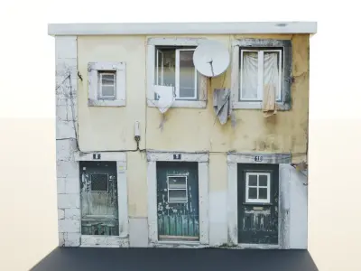 Brown Concrete Building Low-poly 3D model