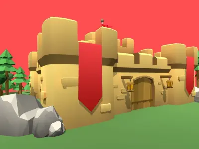 Low Poly Castle Pack 3D model