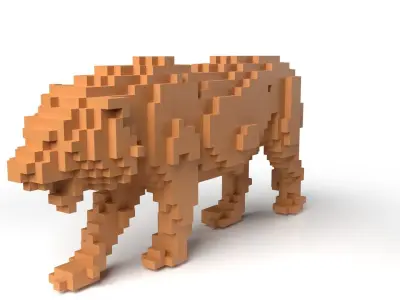 Tiger Minecraft Voxel Low-poly 3D model