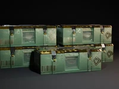 Sci-Fi Crate ammo and medical Emergency Pack - Game Ready Low-poly 3D model