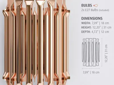 MATHENY WALL LAMP by DELIGHTFULL Copper 3D model