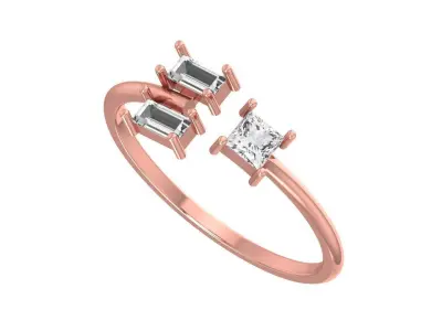 Three Stone Light Weight Band Ring 3D print model