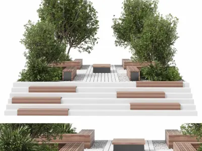 Urban Environment - Urban Furniture - Green Benches 47 3D model